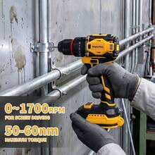 SuperPan Alat Listrik Isi Ulang 20V Torsi Tinggi Tanpa Sikat Baterai Lithium-Ion Bor Tangan/Obeng Kelas Industri Rumah/Industri Bor Dampak Multifungsi (Hanya Alat - Baterai Tidak Termasuk) - Kuning - View 4