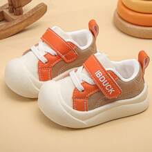 Children's Colorblock Canvas Sneakers, Breathable Non-Slip Soft Sole Casual Shoes, Contrast Color Versatile, Suitable For Daily School And Outdoor Activities - Orange - View 1