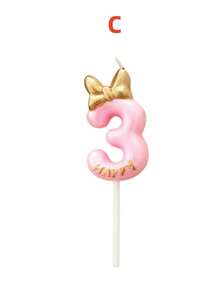 Pink 3D Gold Bow Birthday Number Candle, Autumn Decor, Souvenir, Camping, Kitchen, Christmas, Party Gift, Cookware, Home Decor & Accessories, Party Decoration & Supplies - View 6