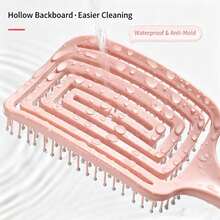 This Round, Grooved Dual-Function Comb Is Suitable For Dry And Wet Hair-Designed For Maximum Comfort, With A Handle Made Of ABS Plastic, It's Suitable For All Hair Types, Can Reduce Tangles And Knots, And Helps Improve Scalp Health. Its Soft Bristles Can Gently Comb Through Hair, Making It A Great Gift Choice For Women. - / - View 4