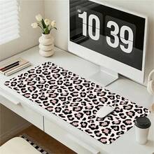 Pink Black Leopard Print PU Leather Desk Mat, Waterproof Anti-Slip Smooth Large Mouse Pad, Stain Resistant Desk Protector, Oversized Keyboard Table Pad For Office, School, Home Desktop, Gaming Study Work Decor, Easy Wipe Clean Computer Desk Cover Pad - View 2