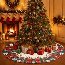 1pc Large Red Bow & Bell Pattern Christmas Tree Skirt, Elegant Color Holiday Decoration, 5 Sizes, Unisex Holiday Gift, Suitable For Home And Party Christmas Decor - Red Bow Bell - View 7