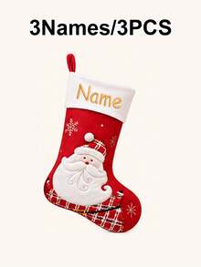 Custom Embroidered Name Christmas Stocking, Personalized Christmas Theme Mantel Decor, Festive Holiday Fireplace Decor, Customized Name Gift Bag, Christmas Tree Ornaments, Customizable Xmas Stocking For Home Party, Christmas Gift For Family, Friends - Style B - View 8