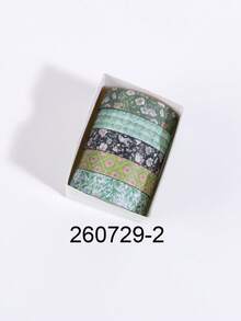 5 cuộn/hộp băng keo giấy washi họa tiết cây và hoa phong cách vintage, dùng cho làm nhật ký DIY, scrapbooking, trang trí collage nền và gói quà - Nhiều màu - Xem 12