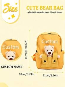 Customizable Plush Backpack, Personalized Teddy Bear Backpack With Name, Cute Bear Design, Suitable For School, Travel And Daily Fashion; Multi-Functional Design, Suitable For Office, Commute And Campus Use; Portable And Practical, Ideal Gift For Family, Friends (Including Boyfriend, Girlfriend, Children), Suitable As Birthday, Holiday Or Anniversary Gift; Also An Excellent Gift Choice For Back To School, Winter, Valentine's Day And Christmas, Combining Personalized Features And Fashionable Aesthetics. - Multicolor - View 7