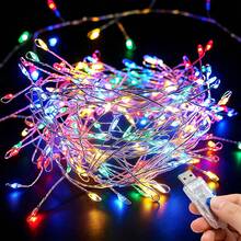 1件 100/200/300顆 LED 燈串 USB供電 8種模式 仙女燈 5/8/11米 銅線 LED燈 適用於婚禮 生日派對 露營 萬聖節 聖誕節裝飾 閃爍燈 戶外花園庭院陽台 聖誕樹裝飾燈 - 黃色 - 查看 24