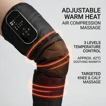 2pcs/Set Wireless 2500mAh Heated Air Compression Leg And Foot Massager Boots, Full Leg Calf Knee Massager With 4 Modes And 3 Temperature Settings, Rechargeable Electric Muscle Massager - Black - View 8