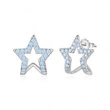 Bamoer 1pc Anting Tunggal Bintang Opal Perak Sterling 925 dengan Sekrup Belakang, Perhiasan Telinga Piercing Helix Kristal Bulan dan Bintang Surgawi untuk Wanita, Termasuk Kotak Hadiah - Perak - View 14