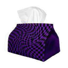 1pc Purple Optical Illusion Wavy Checkerboard Tissue Box - Vintage Foldable Storage, Suitable For Living Room, Kitchen, Bathroom Decor, Lightweight Durable Toilet Paper Holder, Space-Saving Cabinet Organizer - A - View 7