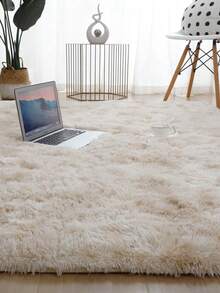 1 pieza Alfombra de área suave y esponjosa para sala de estar y dormitorio, antideslizante, decoración de habitación - Beis - Ver 5