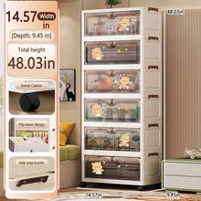 No Assembly Cartoon Flip-Top Folding Storage Cabinet Children Toy Organizer Multi-Layer Plastic Storage Rack Home Use - Transparent - View 14