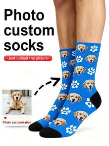 1 Pasang Kaos Kaki Kustom dengan Foto Wajah Bebas, Motif Hati, untuk Pat, Kucing dan Anak Anjing, Hadiah Terbaik untuk Teman - MultiWarna - View 4