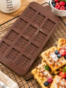 12-Cavity Waffle Silicone Baking Mold, Mini Waffle Shaped Mold For Homemade Waffles, Chocolate, Candy, Jelly, Pudding And Dessert Bites, DIY Bakeware For Breakfast, Brunch, Afternoon Tea And Family Baking - Multicolor - View 7