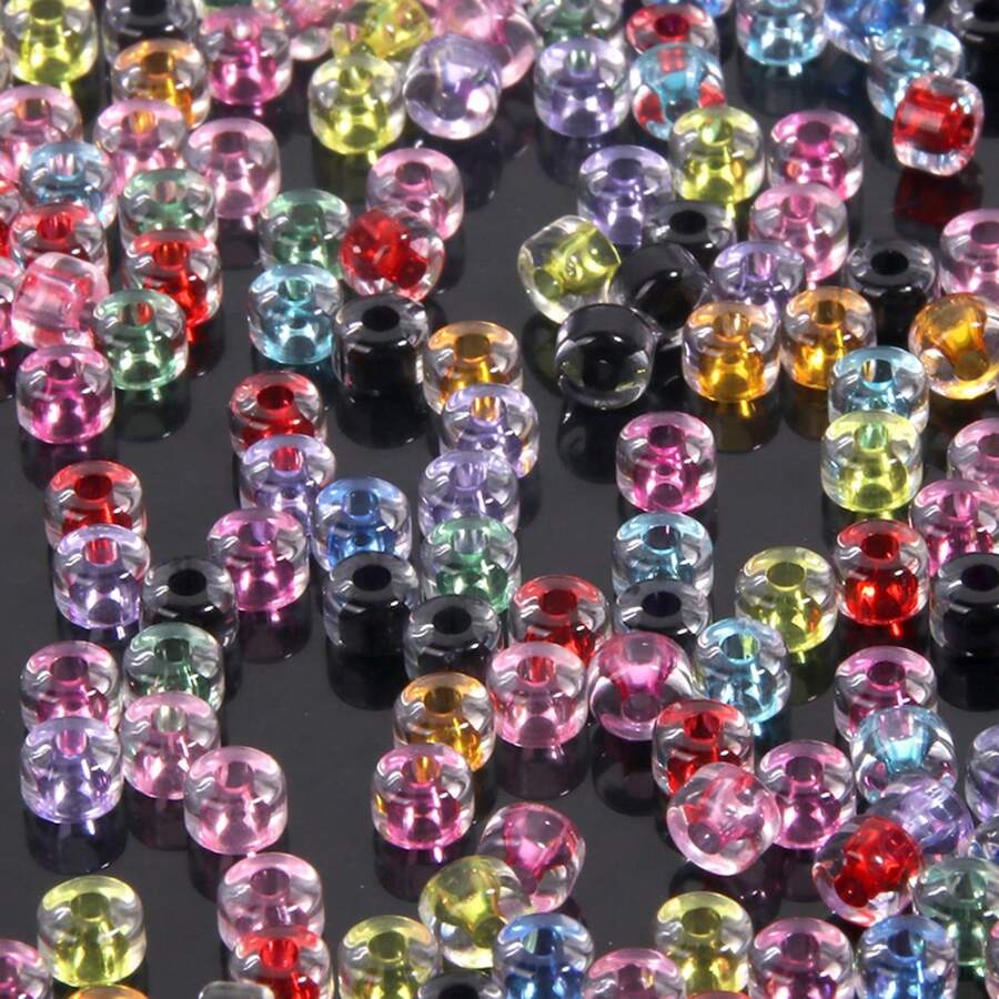 200/500/1000/2000pcs Mixed Color Mini Acrylic Dye Core Seed Beads Spacer Loose Beads For DIY Jewelry Making Bracelet Necklace Earrings Phone-Chain Key-Chain Accessories Craft Decoration - Multicolor - View 1