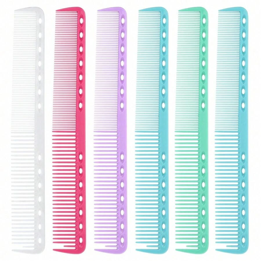 1pc/6pcs Carbon Fiber Hair Combs, Professional Hairdresser Combs, Unisex Medium Tooth Hair Combs, Hair Salon Hair Comb Set - Multicolor - View 1