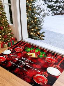 1pc 3D Anti-Slip Christmas Bell & Colorful Ball Floor Mat, Christmas Blessing Holiday Decor Essential, Suitable For Entryway, Study, Bedside, Floor Mat, Outdoor, Easy To Clean, Anti-Slip, Quick Dry, All Season Use, Washable - A - View 8