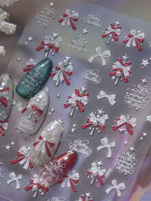 1 Crystal Diamond Nail Art Luxury Sticker, Winter Small Fresh Sparkling Nail Charm Sticker, Christmas Tree Decoration Sticker, Nail Art Sticker - Multicolor - View 3
