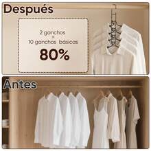 Juego de 2 ganchos verticales clóset, capacidad para 10 prendas, organizador ropa acero inoxidable antideslizante para armario, Percha Multifuncional Ahorradora Espacio, Espuma Antimarcas, Giro 360°, Estante Multicapa para Ropa, Organizador Armario Dormitorio, Camisetas, Pantalones y Vestidos - Negro - Ver 4