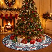 1pc Skiing Snowman Pattern Christmas Tree Skirt, Elegant Color Holiday Decor, 5 Sizes, Unisex Holiday Gift, Suitable For Home And Party Christmas Home Decoration - Snowman Skiing - View 7