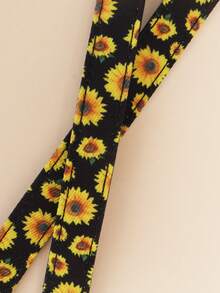 Sunflower Print Dog Collar & Leash Set, Handmade, Adjustable Neck Strap, Easy To Put On And Take Off, Essential 2 Pieces Pet Accessories For Small To Medium Dogs And Cats, Happy Little Dog - Black - View 6