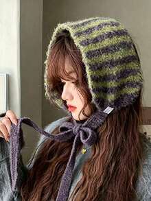 1pc Women's Wool Knit Ear Warmer Headband, Autumn/Winter New Student Warm Versatile Hat, Red Scarf, Gift, Reversible Dual-Sided Scarf, Winter - Multicolor - View 30