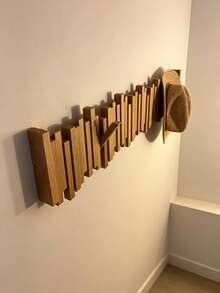Piano Style Wall-Mounted Coat Rack, Multi-Hook Wooden Hanging Bar, Space-Saving Storage, Minimalist Home Decor, Practical Wall Decoration, Entryway Wall Storage Rack, Suitable For Coats, Hats, Bags And Keys, Hallway Bedroom Mudroom Home Storage Decor - Multicolor - View 3