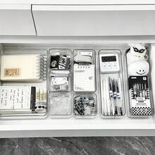 Stackable Clear Drawer Organizer | Rectangular Tray | Small Vanity Organizer & Desktop Drawer Divider Tray - Multicolor - View 11