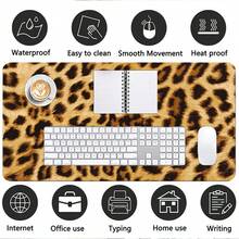 1pc Leopard Cheetah Print PU Leather Desk Mat, Large Extended Waterproof Non-Slip Smooth Mouse Pad, Animal Spots Desk Pad Protector Writing Mat Easy Clean Stain Resistant For Office Home School Computer Laptop Desktop Keyboard - View 3