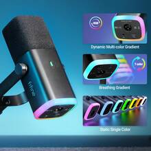 Bộ micro podcast FIFINE AM8T, micro gaming kèm tay treo boom arm, bộ micro XLR/USB cho PC/máy tính/mixer XLR, micro động kèm chân đế boom arm có bộ điều khiển RGB, nút tắt tiếng, núm chỉnh gain, dùng để thu âm, thu âm giọng hát, livestream, thuyết minh (phiên bản quốc tế) - Xem 5