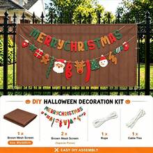 Outdoor Privacy Fence Fabric, High Density Sunshade Anti-Peeping Fence, Comes With Detachable Christmas Party Bunting Decoration, Supports DIY Free Matching, Can Be Hung Separately For Decoration, Windproof Weather-Resistant Tear-Resistant, Suitable For Outdoor, Balcony - Green, Brown Optional - Brown - View 12