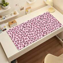 Heart-Shaped Pink Leopard Pattern PU Leather Large Desk Mat, Smooth Waterproof Anti-Slip Mouse Pad, Stain-Proof Desktop Protector, Extra Big Keyboard Table Mat For Office, School, Home PC Desk, Gaming Study Workspace, Easy Clean Desk Cover Pad - View 3