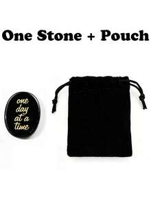 1/2 Pcs Engraved Worry Stone "One Day At A Time", Natural Crystal Palm Stone With Velvet Pouch, Inspirational Pocket Stone Gift For Stress Relief - Multicolor - View 13