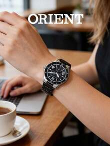 Orient Women's Quartz Watch Silver Metal Case Black Ceramic Bracelet Matte Black Dial Roman Numerals Multi Subdials Cool Statement Ladies Watch - Black - View 1