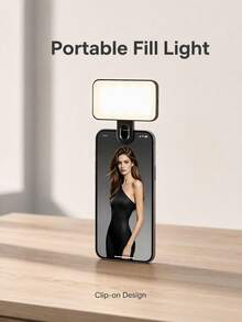 1pc Portable LED Clip-On Phone Fill Light, Selfie Fill Light, Camera Light, Pocket Selfie Light, Phone Photography Accessory, 3 Color Temperature Adjustable Selfie Light For Live Streaming, Makeup, Video Calls, Travel, Holiday Essential - one-size - View 1