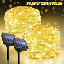 Solar Copper Wire Fairy String Lights For Outdoor Camping Picnic Party, 8 Lighting Modes, 7M50LED/12M100LED/22M200LED/32M300LED, Flexible Foldable Solar Powered Lights, Dusk Auto On For Tent Canopy Tree Table Decor - Solar Copper Wire Lights - View 14