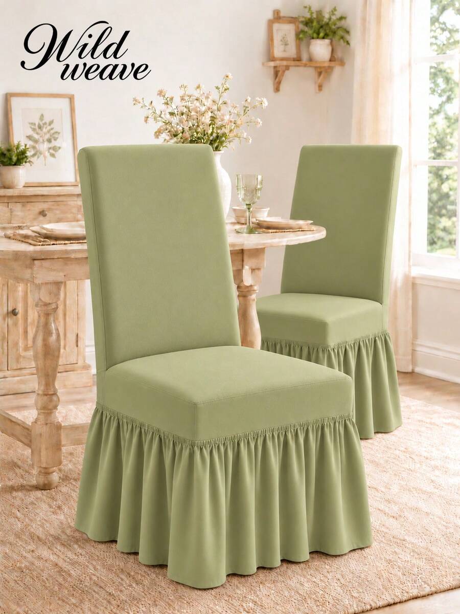 1 buah Sarung Kursi Rok Panjang Warna Hijau Zaitun, Menutupi Seluruh Bagian, Tahan Lama, Dapat Dicuci, Elastisitas Tinggi, Lentur, Mudah Dipasang, Pelindung Furnitur Universal, Cocok untuk Halloween, Thanksgiving, Dekorasi Liburan, Ruang Tamu Rumah Musim Gugur
