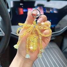 1Pc Crystal Bellflower Beaded Keychain, Tassel Alloy Key Ring, Bag Charm Pendant For Backpack Car Keys, Halloween Christmas Holiday Gift - Multicolor - View 9