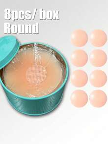 2/8/10/12/16 PCS Nipple Covers For Women,Reusable Nipple Coverings,Reusable Silicone Adhesive Invisible Pasty Nipple Covers With Travel Box - Baby Pink - View 10