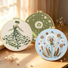 1PC 15*15cm/5.9*5.9in 20*20cm/7.9*7.9in,The Dandelion Plant Embroidery Kit, DIY Handmade Embroidery Set For Adult Beginners, Home Gift, Women's Sewing Gift, Including User Manual, Printed Pattern Fabric, Embroidery Frame, Needle And Thread. - 15X15CM - View 4