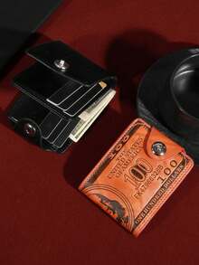 Vintage Style Men's Faux Leather Portable Short Wallet, Unique Dollar Bill Pattern Design, Bi-Fold, Ultra-Thin Multi-Card Slot Card Holder, Fashionable & Practical, Suitable For Both Men And Women, Ideal For Daily Use, Perfect Gift Choice For Friends And Family On Holidays - Multicolor - View 4