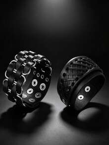 2pcs Casual Fashion Alloy Braided Bracelets Suitable For Men Sports Casual Fashion Wear Exquisite Bracelet Gift For Men - Black - View 1