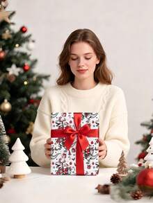 1 Roll Christmas Gift Wrapping Paper, Santa Claus Riding Dinosaur Pattern, Perfect For Wrapping Christmas Gifts, Decorating Christmas Parties And Holiday Gifting, DIY Crafts, Holiday Gift Wrapping, 1 Roll Size: 43cm X 300cm - A - View 3