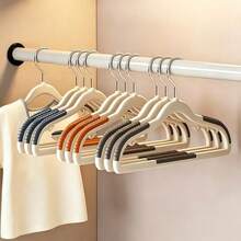 10pcs Wide‑Shoulder Thick Non-Slip Traceless Clothes Hangers, Wet & Dry Dual‑Use Non‑Slip Hangers, 360° Swivel Hook, Space‑Saving Closet - Multicolor - View 3
