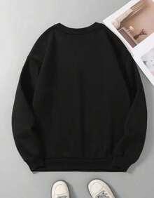 Impala Sudadera de Cuello Redondo para Hombre, Enviada desde México| Sudadera con diseño de maní, estampado noopy; forrada de felpa para mayor calidez. - Negro - Ver 2