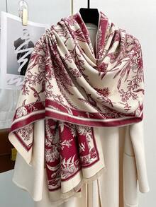 FADZOYLE 1pc Flowers Pattern Scarf Pashmina Shawl Wrap Women Unisex Winter Fall Warm Soft For Coat Matching Daily Use Elegant Dressy Evening Gift Accessories - Multicolor - View 1