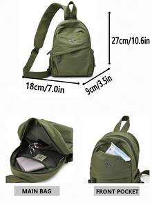 New One Shoulder Backpack Casual Small Backpack Lightweight Travel Phone Bag Commuter Bag. Daily Commute, Short Trip, Cycling Sports All-In-One. 3D Multi-Compartment Design, Main Pocket Front Flap Pocket Dual Side Drawstring Pockets, Phone Wallet Keys Umbrella Organized Storage. - Multicolor - View 3