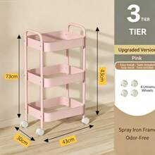 Xe đẩy lưu trữ 3 tầng, kệ tổ chức đa năng bằng kim loại di động với 4 bánh xe xoay, dễ lắp ráp, phù hợp cho nhà bếp, phòng tắm, phòng ngủ, phòng giặt, kệ lưu trữ đa năng - Nhiều màu - Xem 8