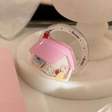 1pc Cute Pink House Shifting Quicksand Magnetic Phone Grip, 360° Rotatable Cartoon Phone Ring Holder, Anti-Drop Universal Smartphone Back Stand, Kawaii Phone Accessory - Multicolor - View 4
