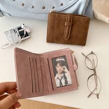 Minimalist Bifold Wallet With Buckle, Multiple Card Slots, Zippered Coin Pocket - Multicolor - View 11