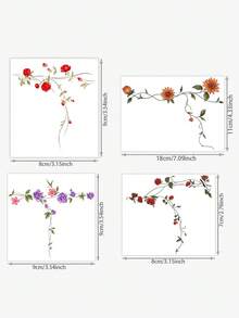 4pcs Temporary Tattoo Sticker, Vine Rose Sunflower Floral Branch Pattern, Realistic Fake Tattoo Design, For Daily Wear, Bachelorette Party Favors, Music Festival, Game, Graduation Gift, Lasts 3‑5 Days - Multicolor - View 2